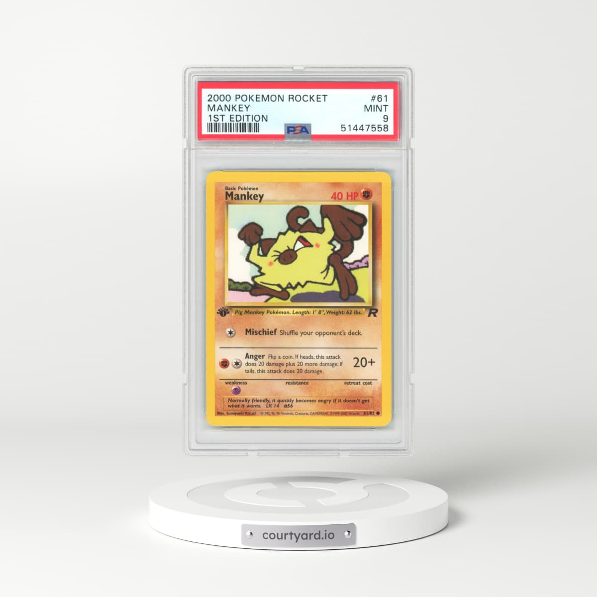 2000 Team Rocket #61 Mankey - 1st Edition (PSA 9 MINT)