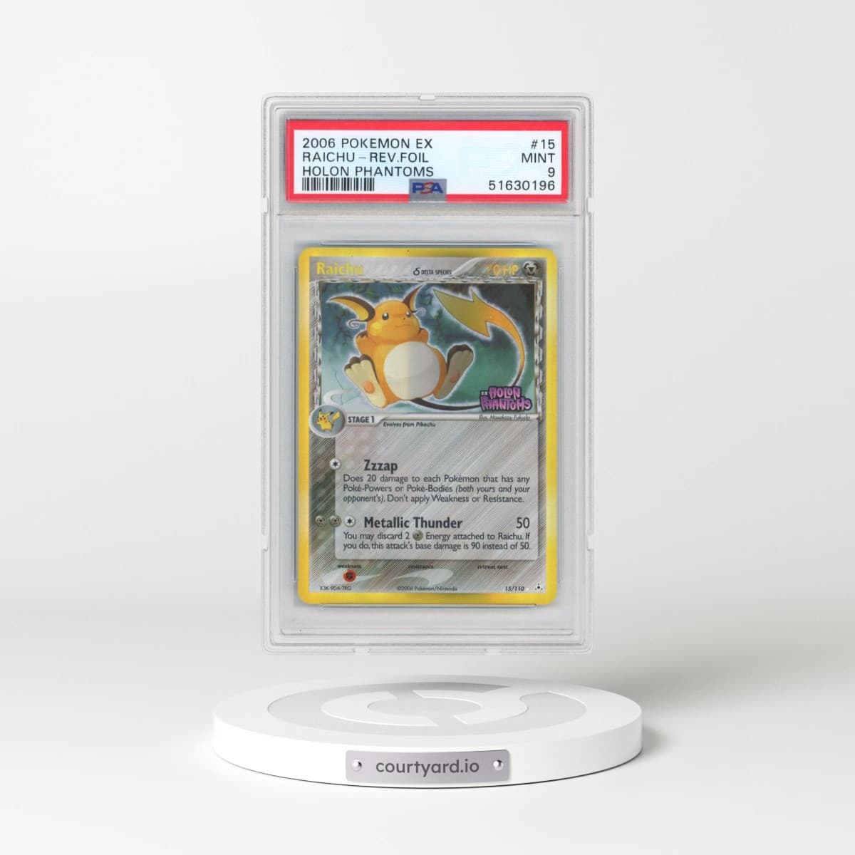 2006 Pokémon EX Holon Phantoms #15 Raichu - Reverse Foil (PSA 9 MINT)