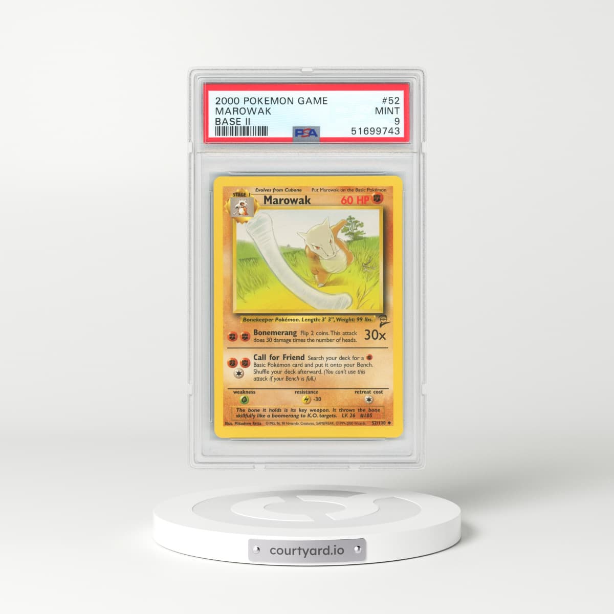 2000 Base Set 2 #52 Marowak (PSA 9 MINT)