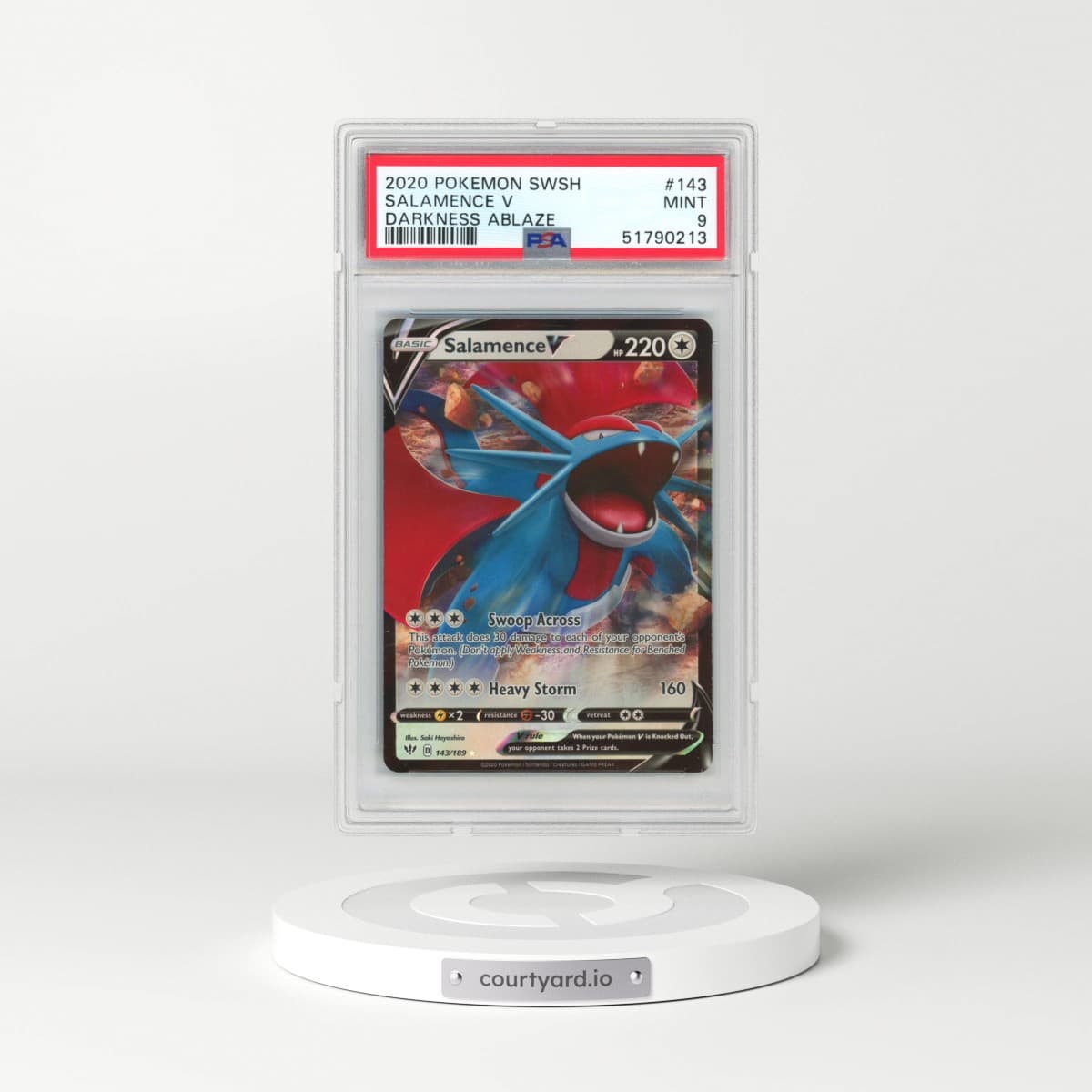 2020 Pokémon Sword & Shield Darkness Ablaze #143 Salamence V - Holo (PSA 9 MINT)