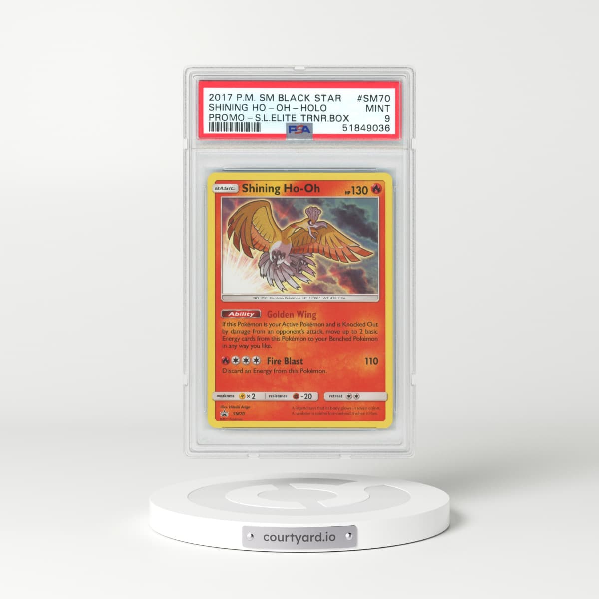 2017 Sun & Moon Promos #SM70 Shining Ho-Oh - Holo Shining Legends Elite Trainer Box (PSA 9 MINT)