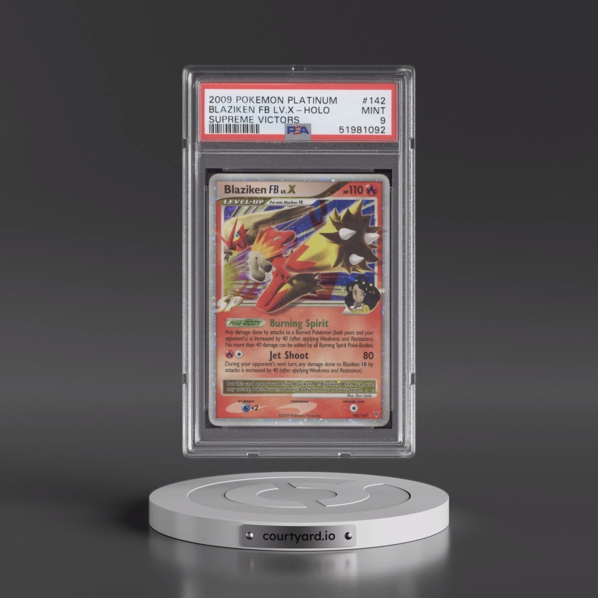 2009 Pokémon Platinum Supreme Victors #142 Blaziken FB LV.X - Holo (PSA 9 MINT)