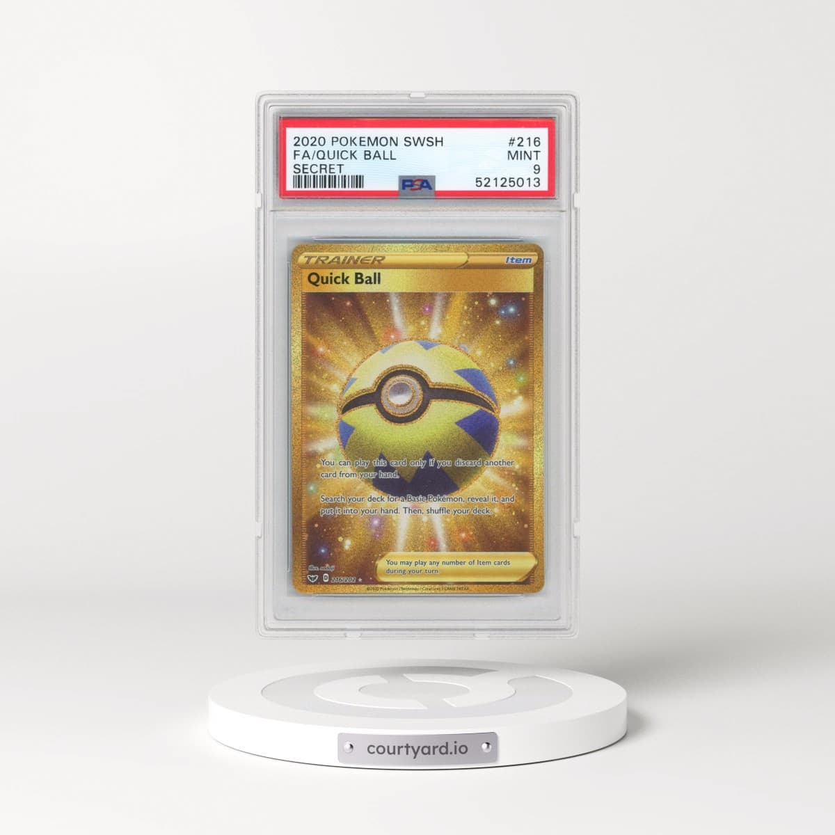 2020 Pokémon Sword & Shield #216 Quick Ball - Full Art Secret (PSA 9 MINT)