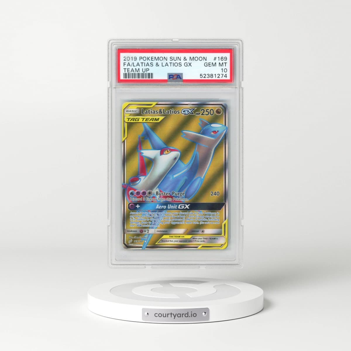 2019 Pokémon Sun & Moon Team Up #169 Latias & Latios GX - Holo Full Art (PSA 10 GEM MINT)
