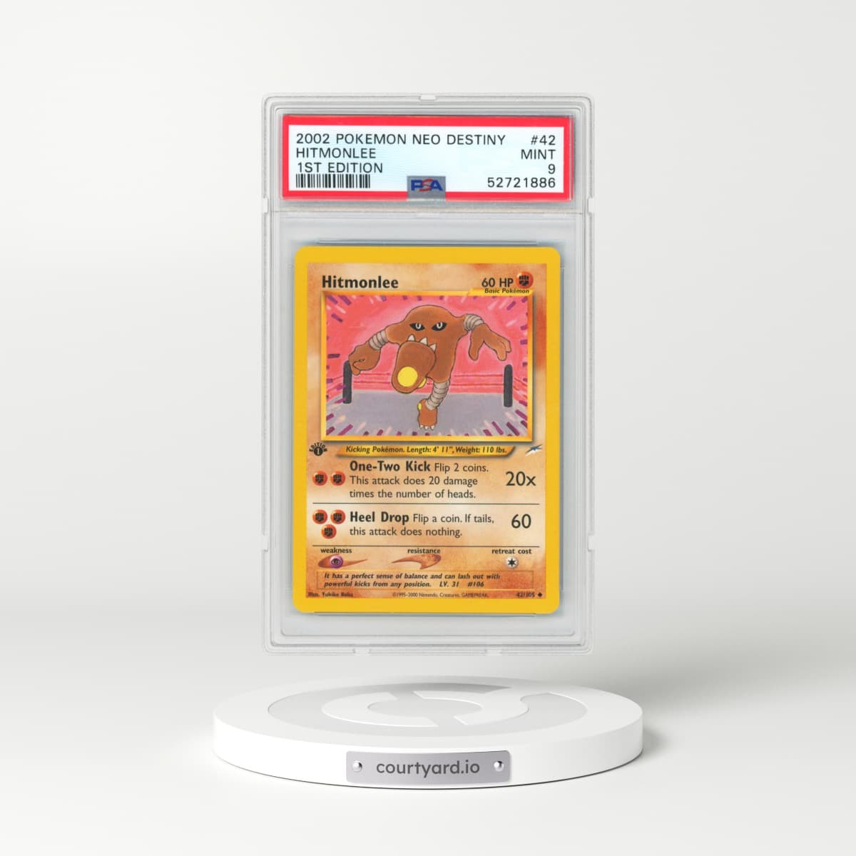 2002 Pokémon Neo Destiny #42 Hitmonlee - 1st Edition (PSA 9 MINT)