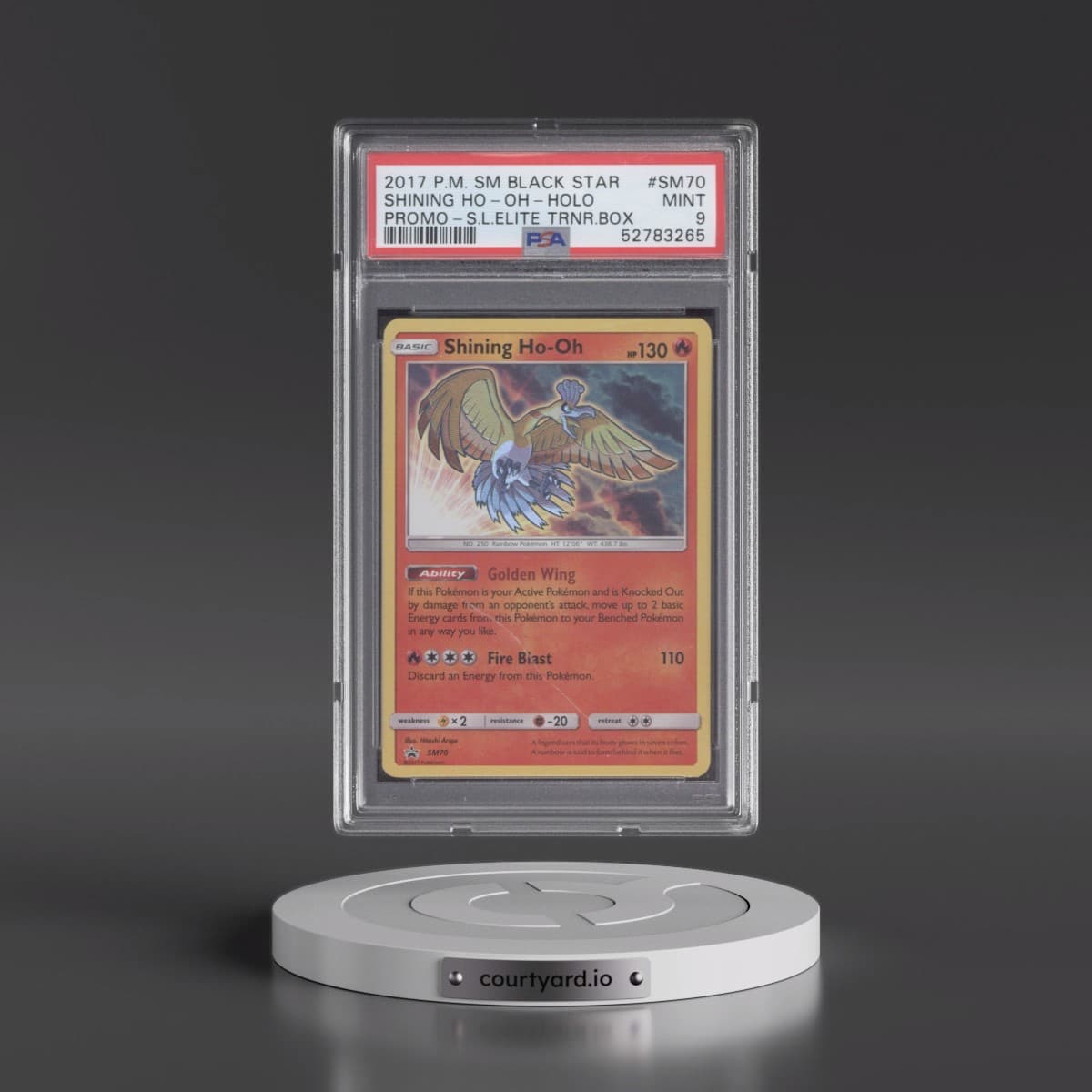 2017 Pokémon SM Black Star Promo #SM70 Shining HO-Oh - Holo Holo Shining Legends Elite Trainer Box (PSA 9 MINT)