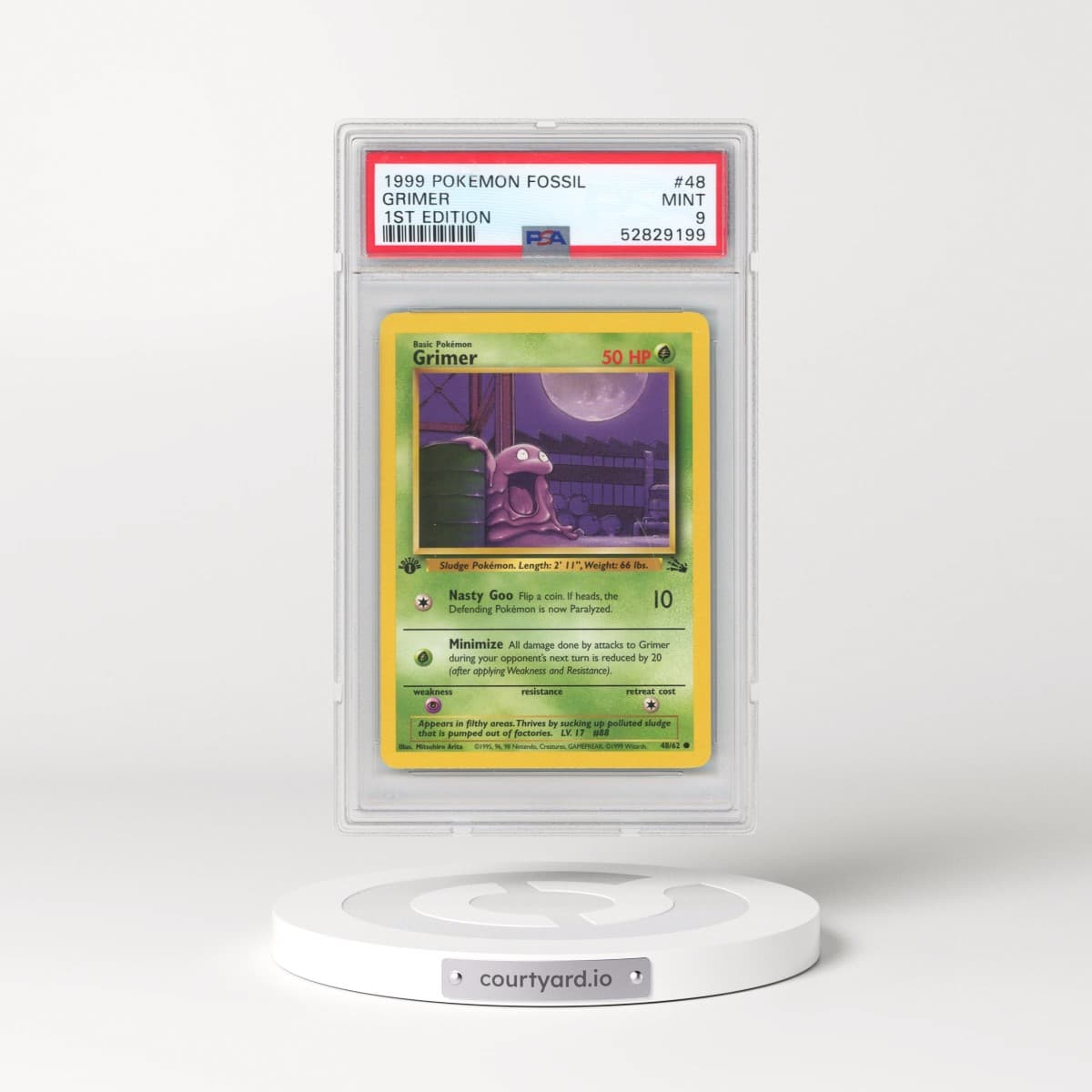 1999 Pokémon Fossil #48 Grimer - 1st Edition (PSA 9 MINT)