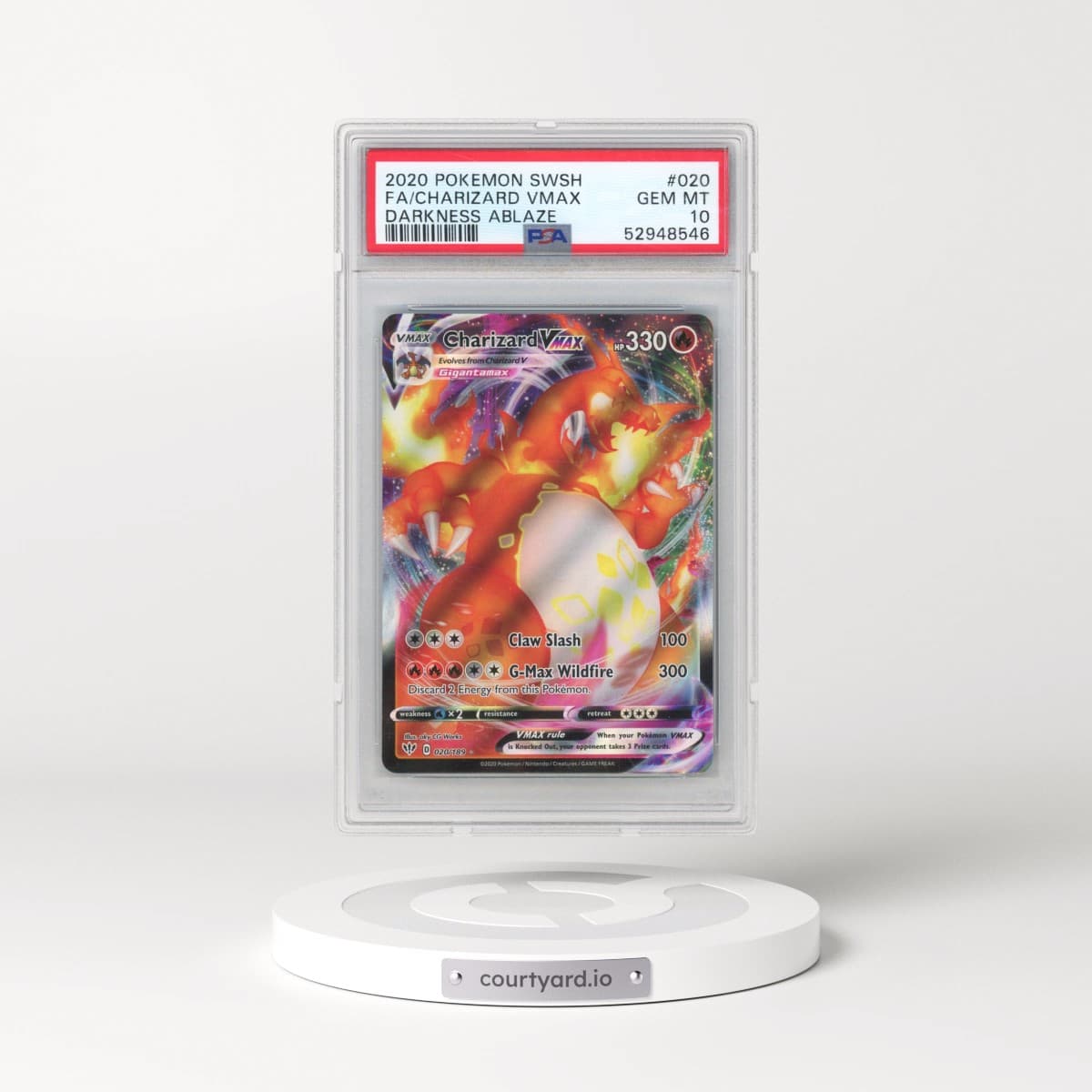 2020 Pokémon Sword & Shield Darkness Ablaze #020 Charizard Vmax - Full Art (PSA 10 GEM MINT)