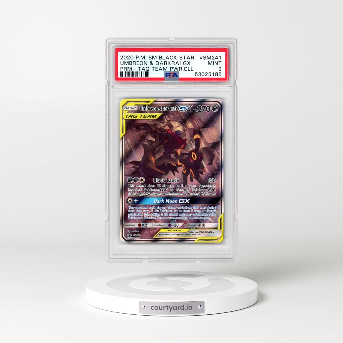 2020 Pokémon SM Black Star Promo #SM241 Umbreon & Darkrai GX - Holo Tag Team Powers Collection (PSA 9 MINT)