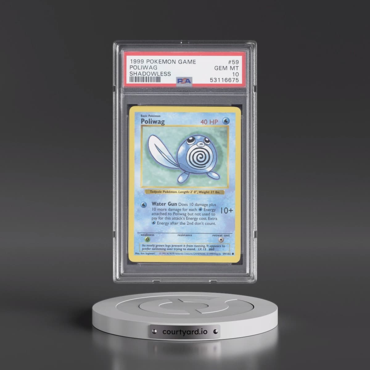 1999 Pokémon Game #59 Poliwag - Shadowless (PSA 10 GEM MINT)
