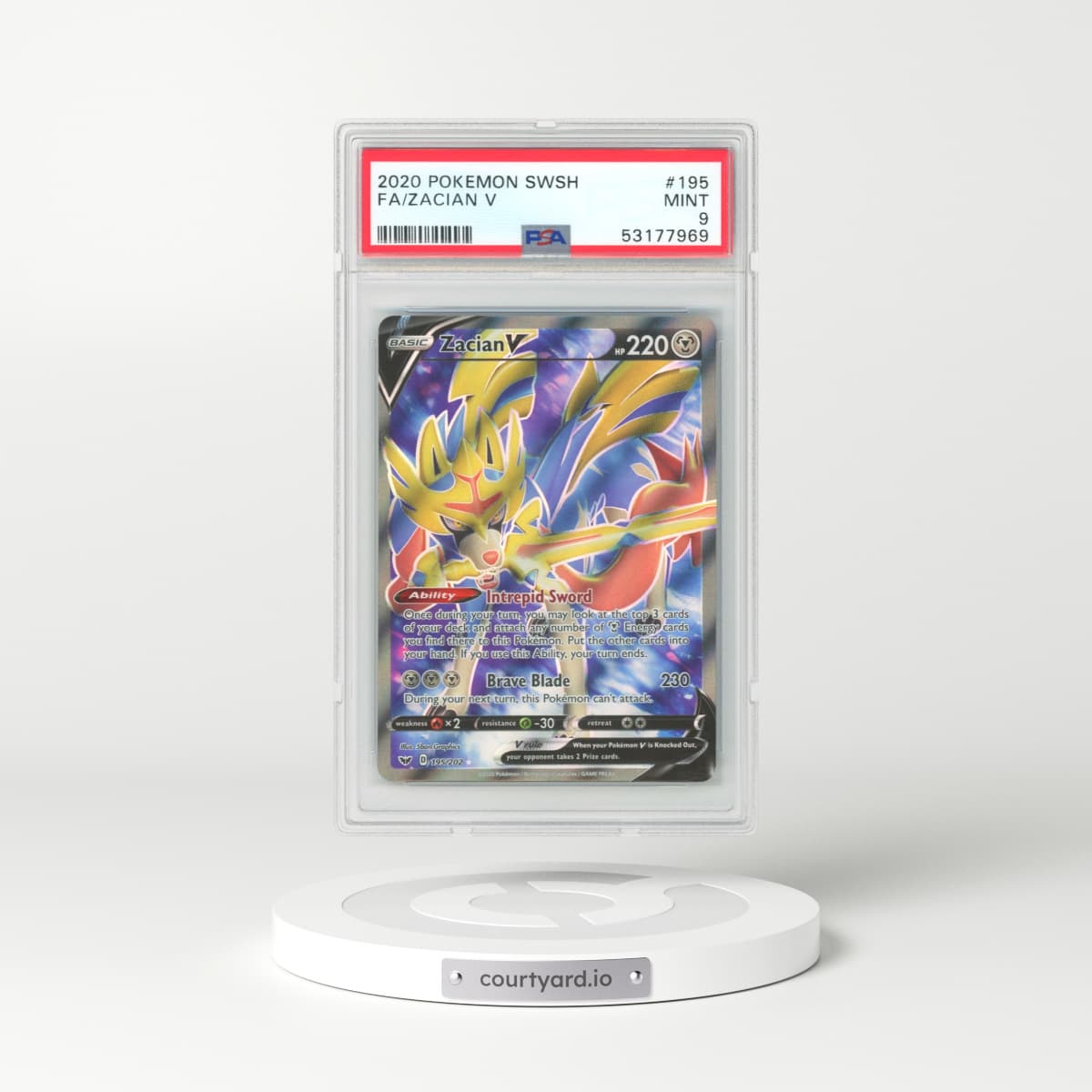 2020 Sword & Shield #195 Zacian V - Full Art Holo (PSA 9 MINT)