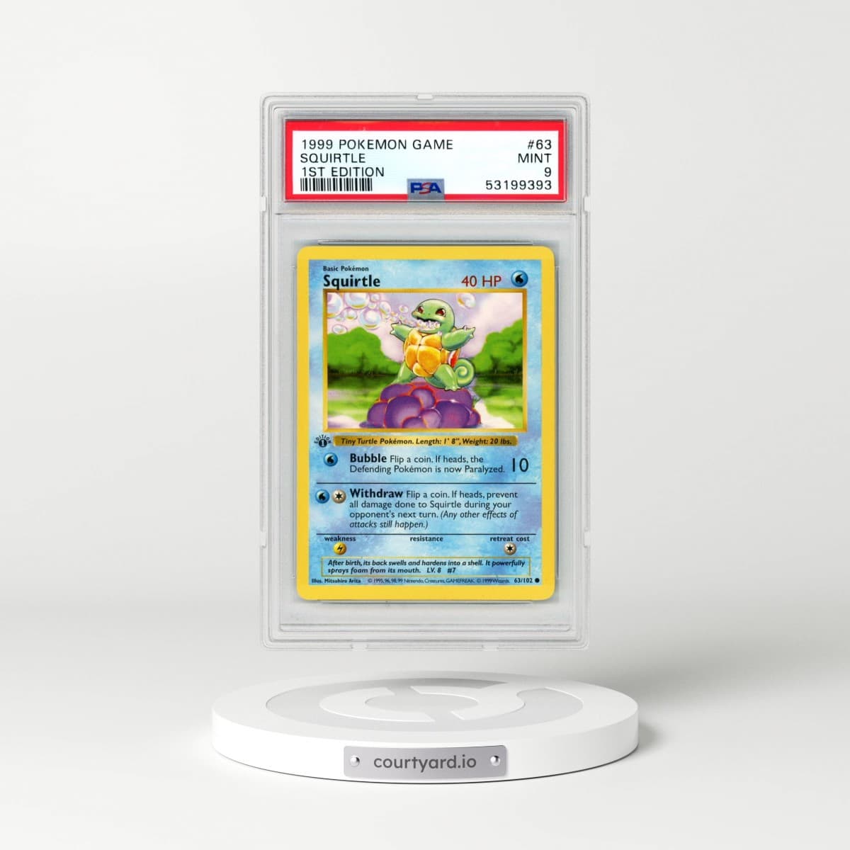 1999 Pokémon Game #63 Squirtle - 1st Edition (PSA 9 MINT)