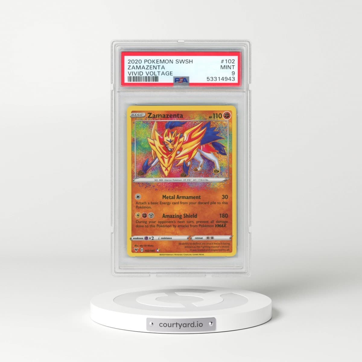 2020 Pokémon Sword & Shield Vivid Voltage #102 Zamazenta (PSA 9 MINT)