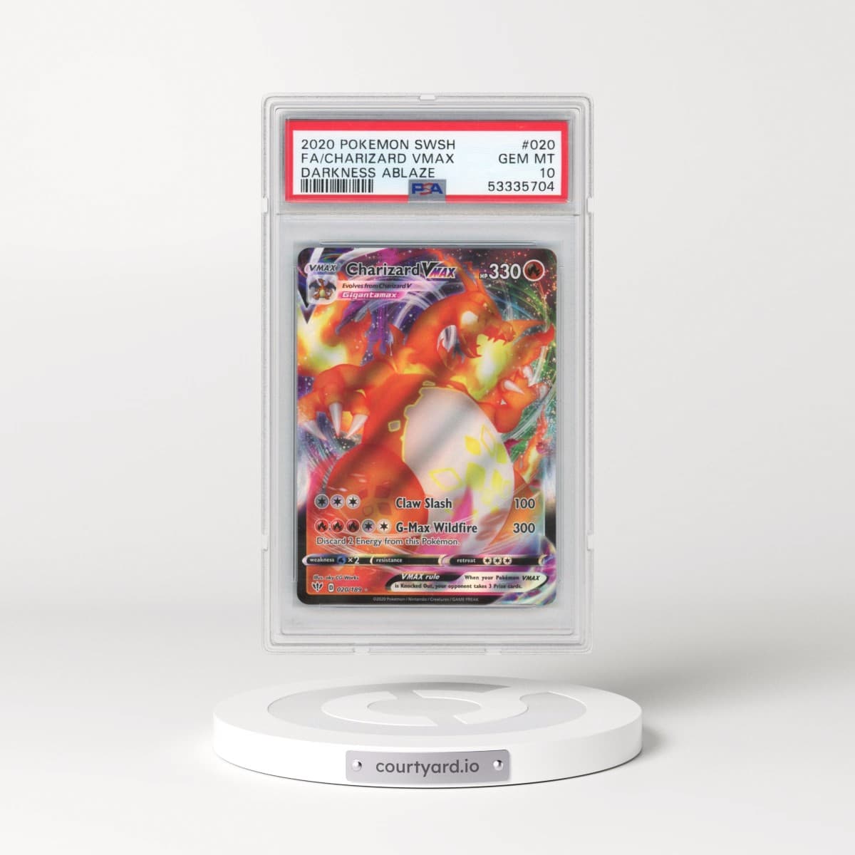 2020 Pokémon Sword & Shield Darkness Ablaze #020 Charizard Vmax - Full Art (PSA 10 GEM MINT)