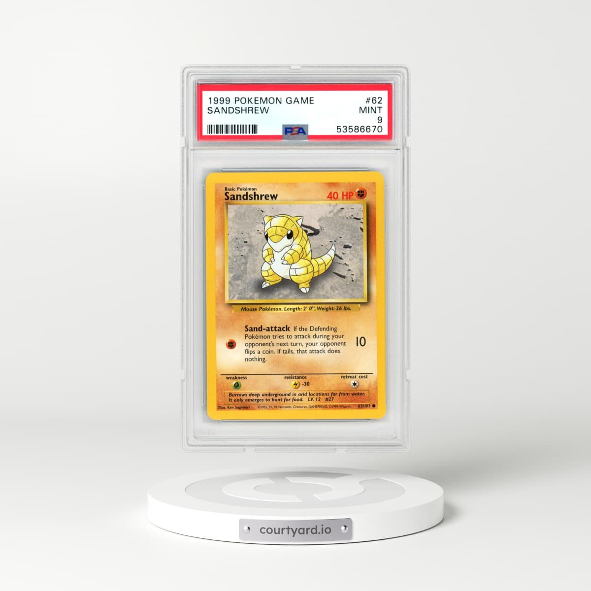 1999 Pokémon Game #62 Sandshrew (PSA 9 MINT)