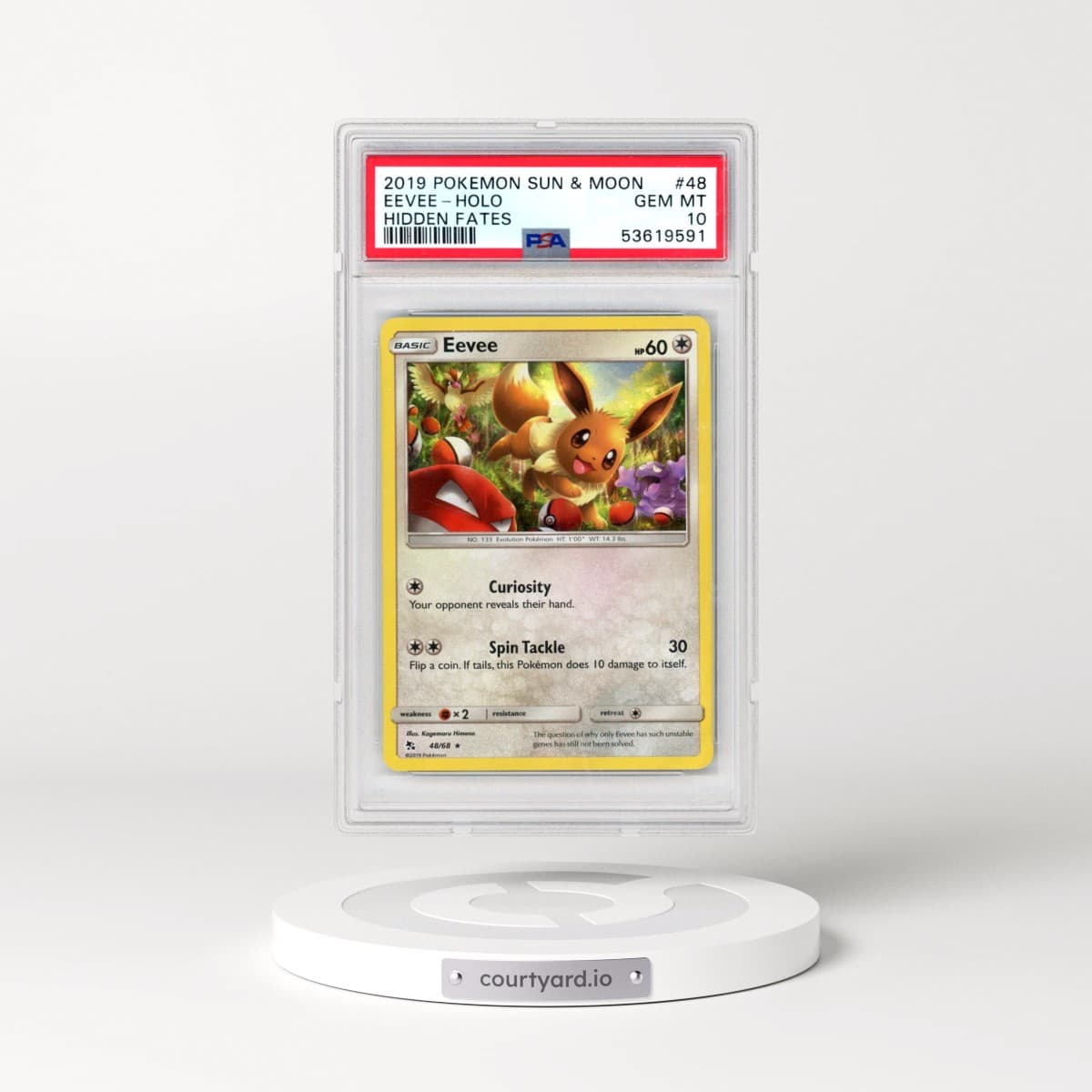2019 Pokémon Sun & Moon Hidden Fates #48 Eevee - Holo (PSA 10 GEM MINT)