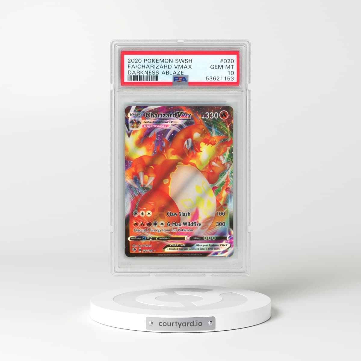 2020 Pokémon Sword & Shield Darkness Ablaze #020 Charizard Vmax - Full Art (PSA 10 GEM MINT)