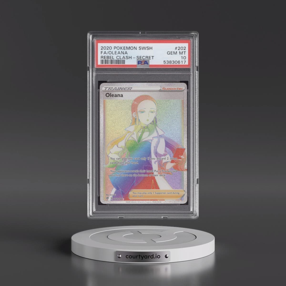 2020 Pokémon Sword & Shield Rebel Clash #202 Oleana - Full Art Secret (PSA 10 GEM MINT)
