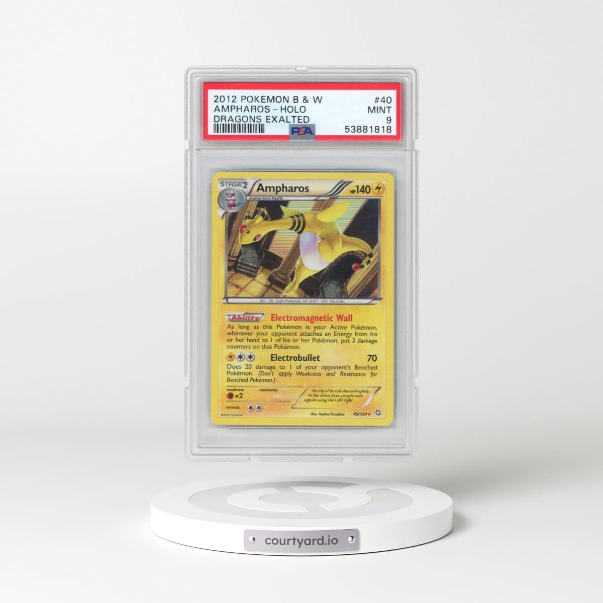 2012 Pokémon Black & White Dragons Exalted #40 Ampharos - Holo (PSA 9 MINT)