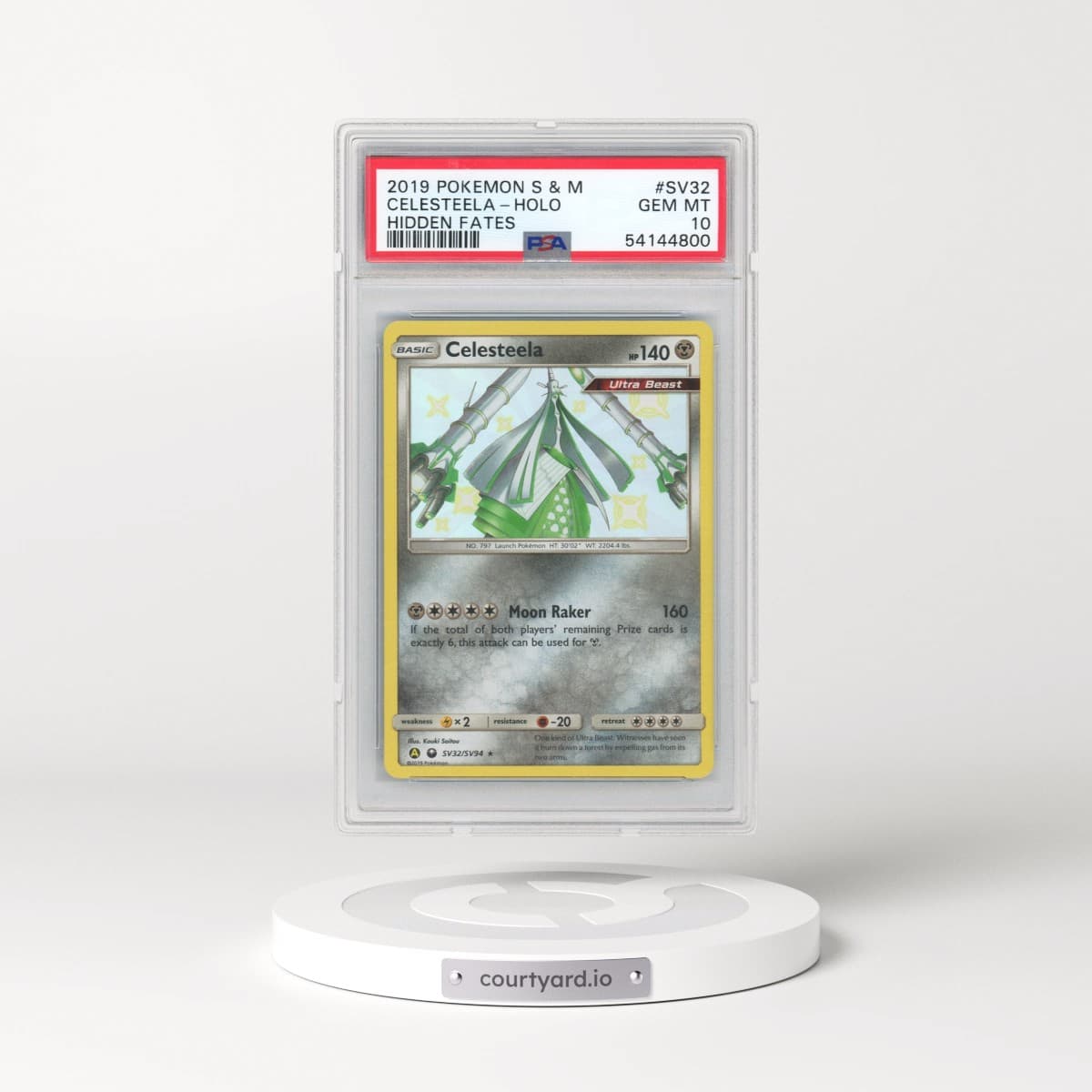 2019 Pokémon Sun & Moon Hidden Fates #SV32 Celesteela - Holo (PSA 10 GEM MINT)