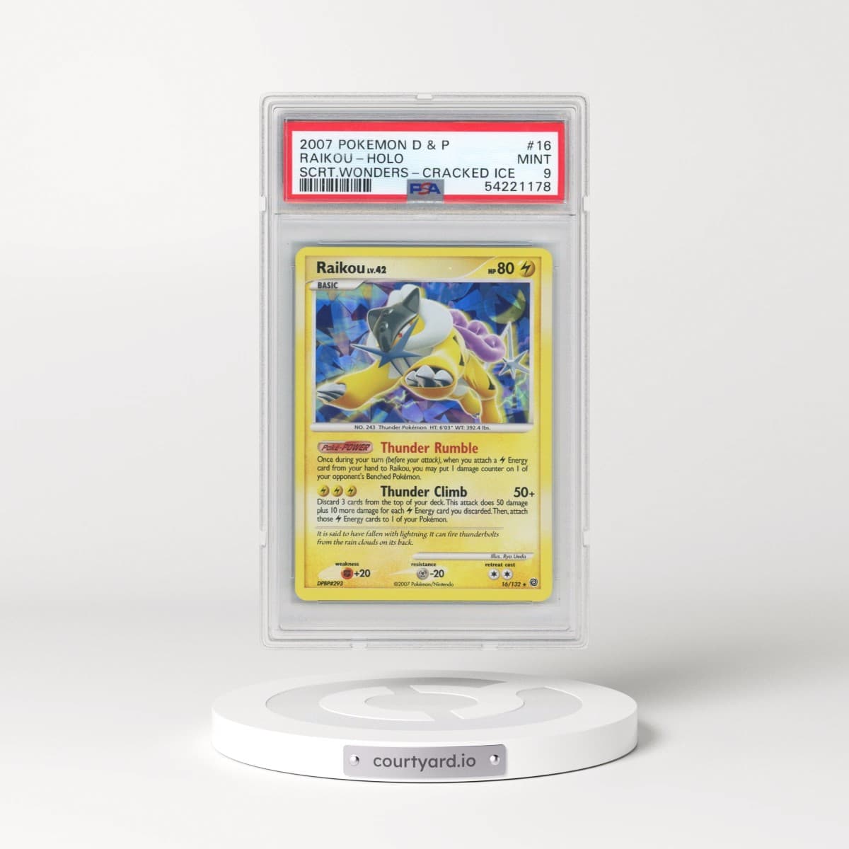 2007 Pokémon Diamond & Pearl Secret Wonders #16 Raikou - Holo Cracked Ice (PSA 9 MINT)