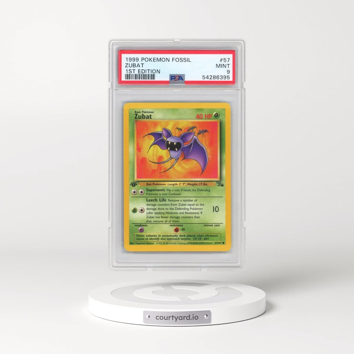 1999 Pokémon Fossil #57 Zubat - 1st Edition (PSA 9 MINT)