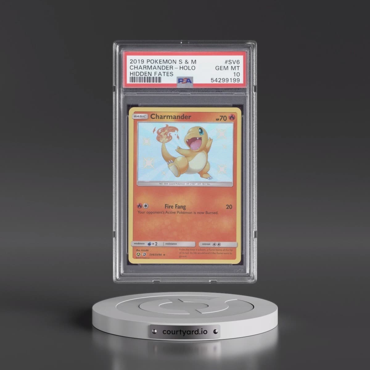2019 Pokémon Sun & Moon Hidden Fates #SV6 Charmander - Holo (PSA 10 GEM MINT)