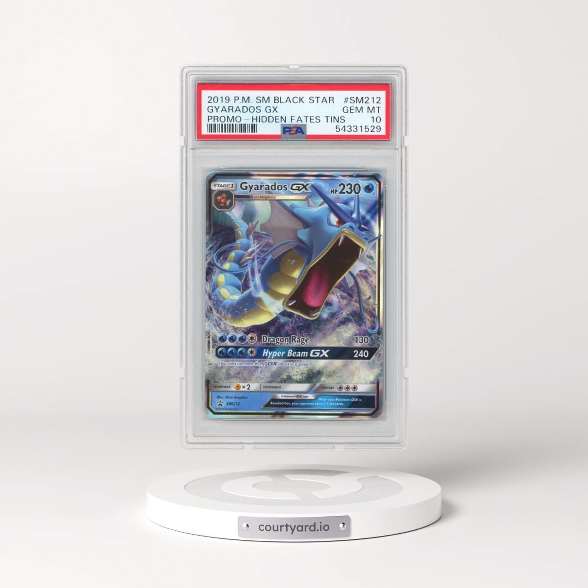 2019 Pokémon SM Black Star Promo #SM212 Gyarados GX - Holo Hidden Fates Tins (PSA 10 GEM MINT)