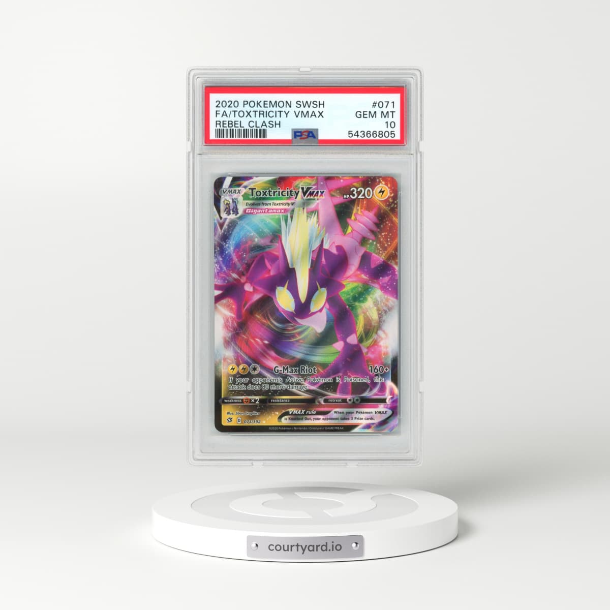 2020 Pokémon Sword & Shield Rebel Clash #071 Toxtricity Vmax - Full Art (PSA 10 GEM MINT)