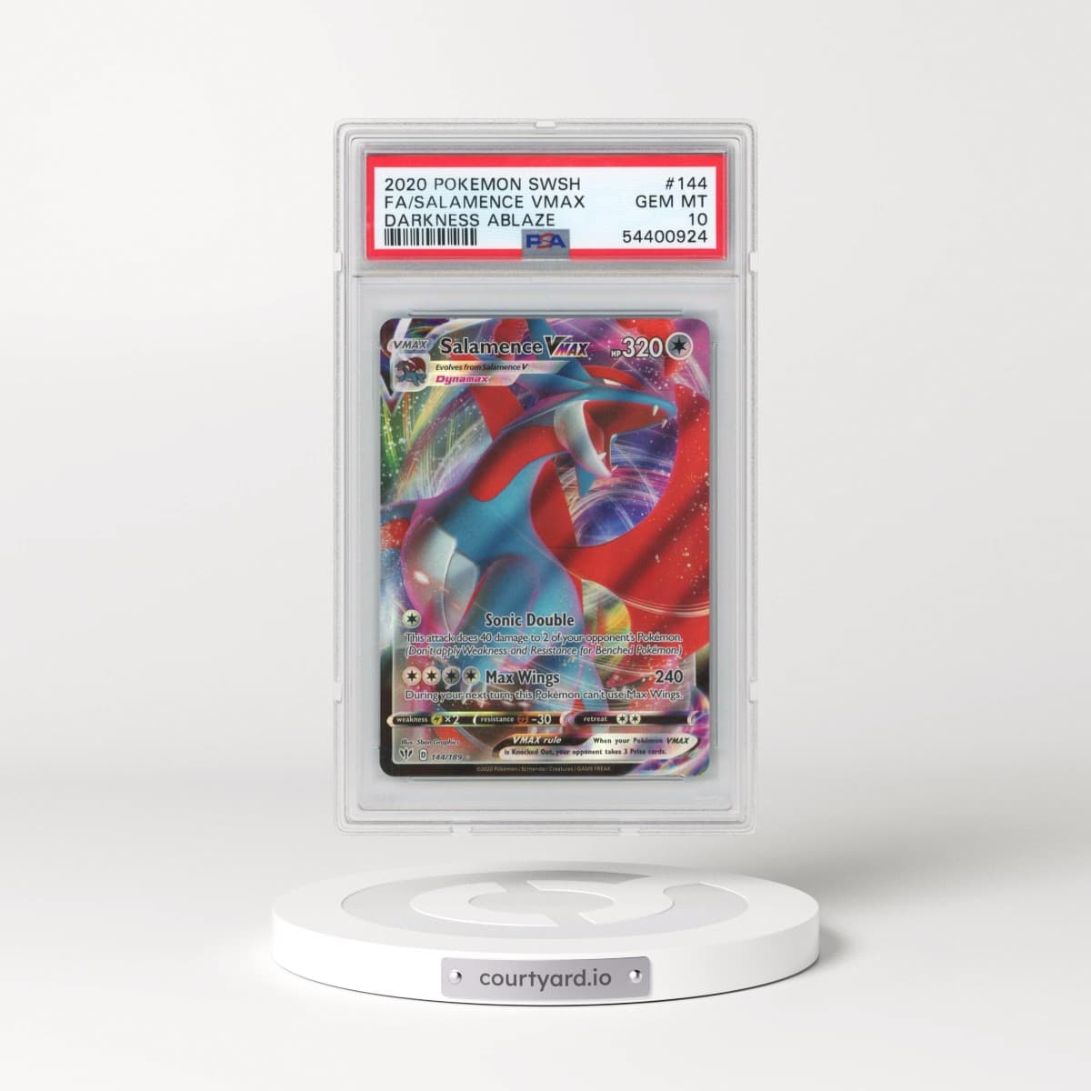 2020 Pokémon Sword & Shield Darkness Ablaze #144 Salamence Vmax - Full Art (PSA 10 GEM MINT)