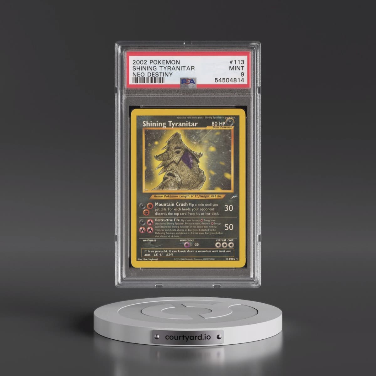 2002 Pokémon Neo Destiny #113 Shining Tyranitar - Holo (PSA 9 MINT)
