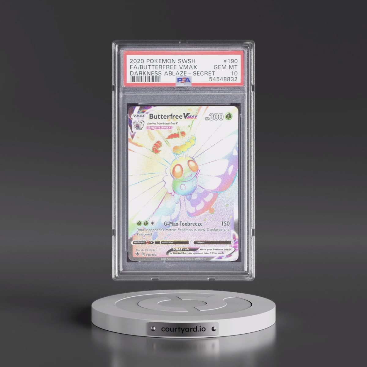 2020 Pokémon Sword & Shield Darkness Ablaze #190 Butterfree Vmax - Full Art Secret (PSA 10 GEM MINT)