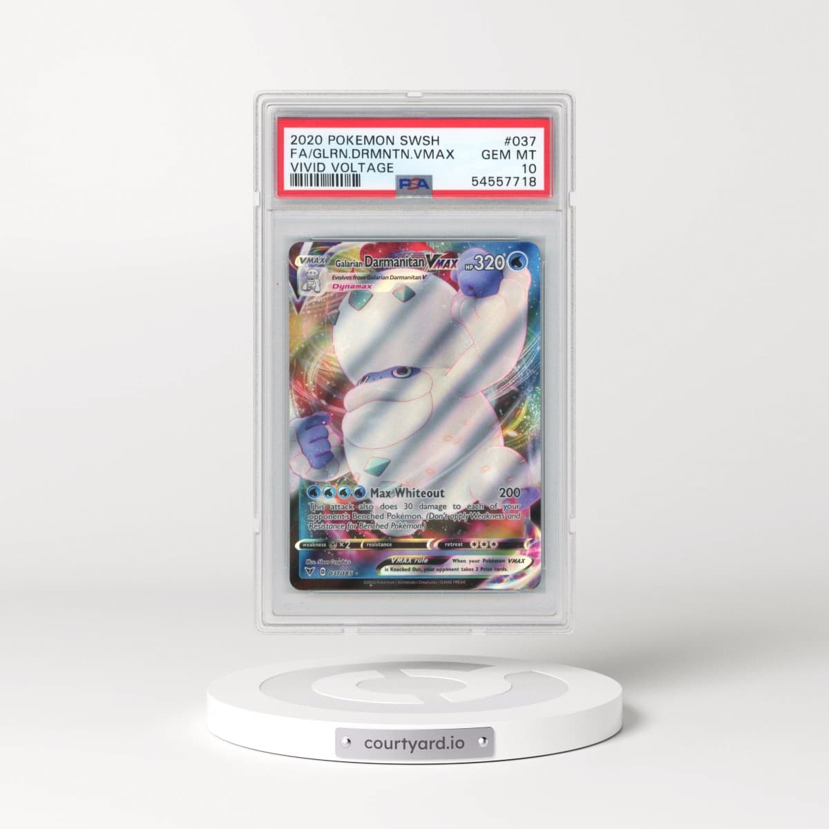 2020 Pokémon Sword & Shield Vivid Voltage #037 Galarian Darmanitan Vmax - Full Art (PSA 10 GEM MINT)