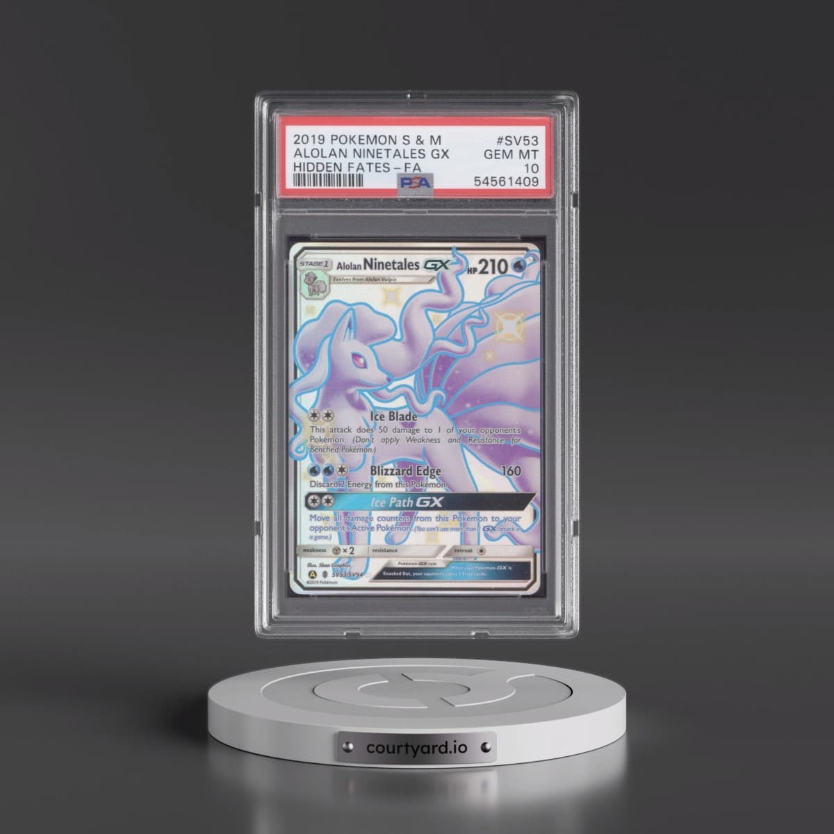 2019 Pokémon Sun & Moon Hidden Fates #SV53 Alolan Ninetales GX - Holo Full Art (PSA 10 GEM MINT)