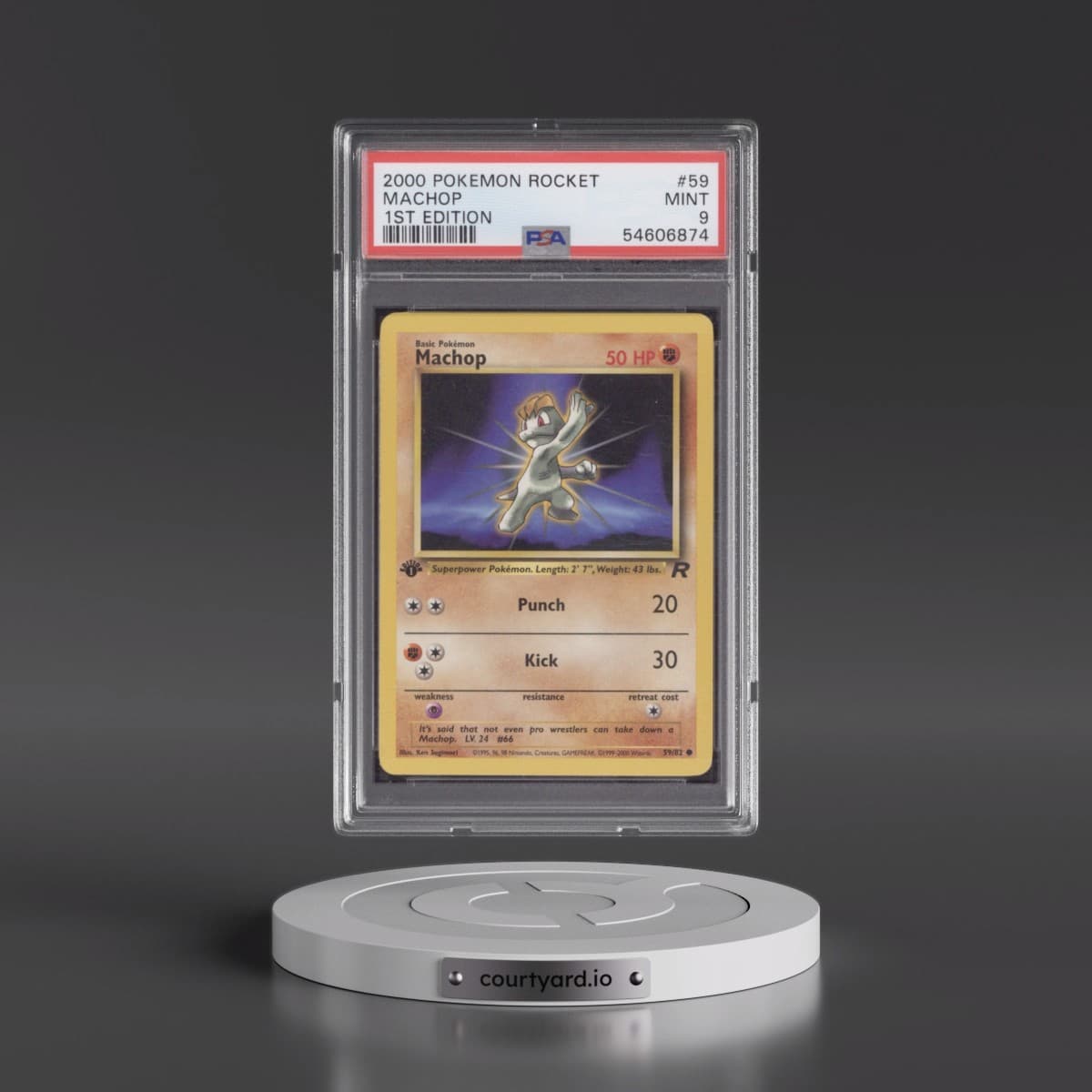 2000 Pokémon Rocket #59 Machop - 1st Edition (PSA 9 MINT)