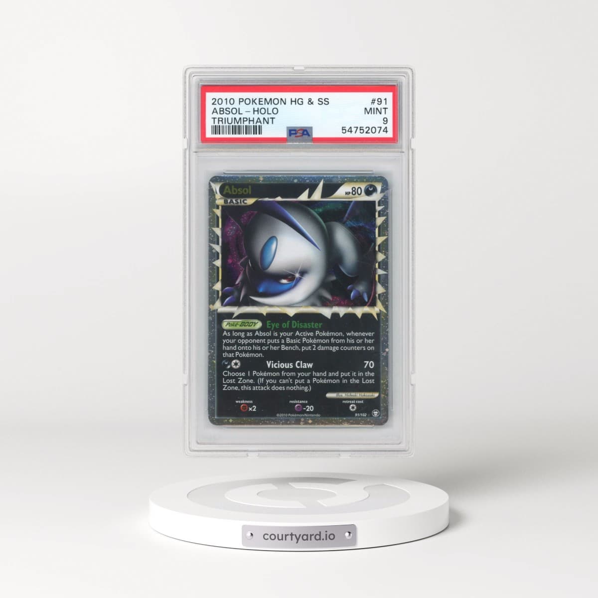 2010 Pokémon Heartgold & Soulsilver Triumphant #91 Absol - Holo (PSA 9 MINT)