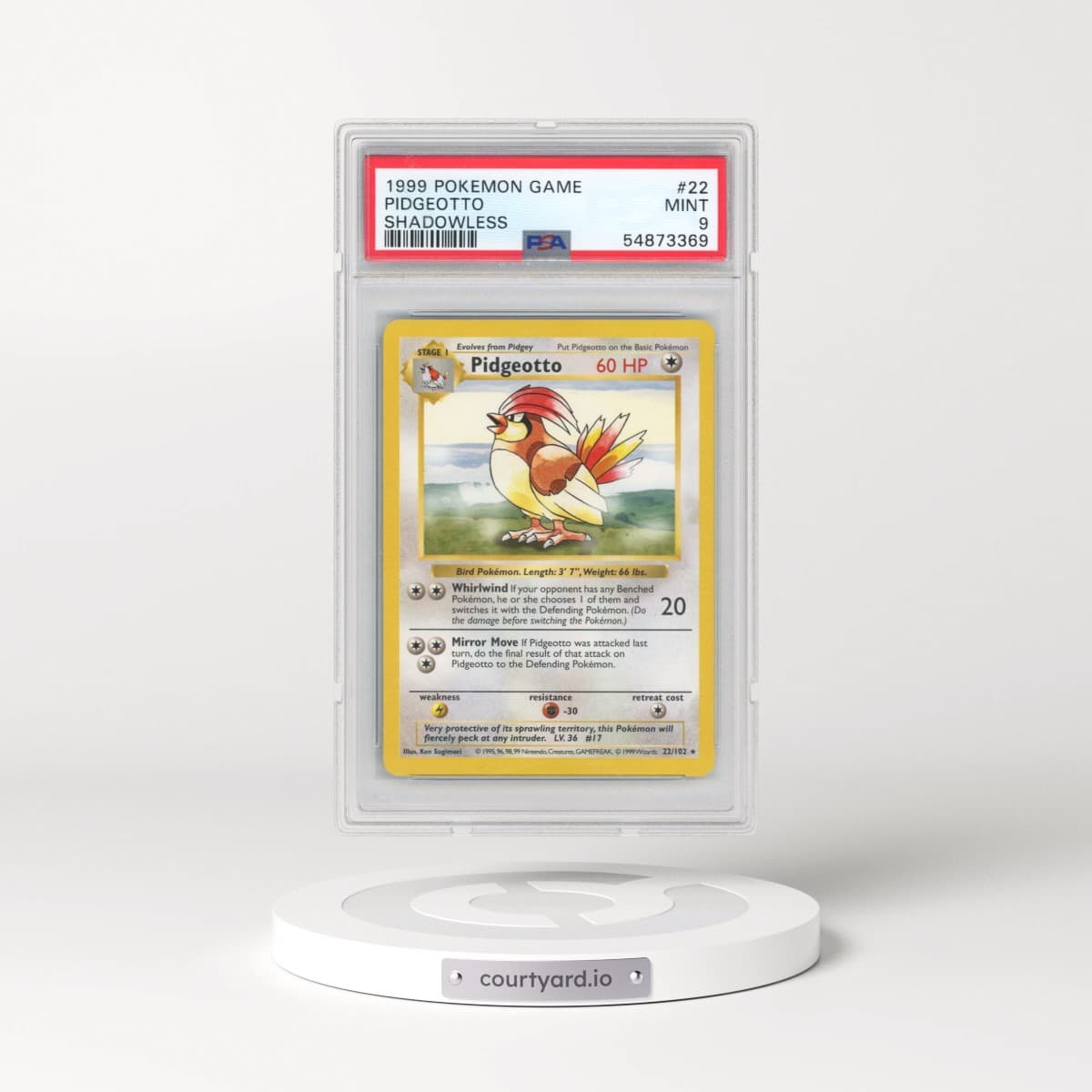 1999 Pokémon Game #22 Pidgeotto - Shadowless (PSA 9 MINT)