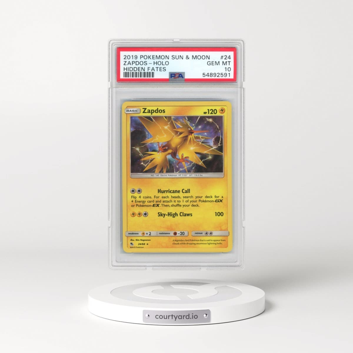 2019 Hidden Fates #24 Zapdos - Holo (PSA 10 GEM MINT)