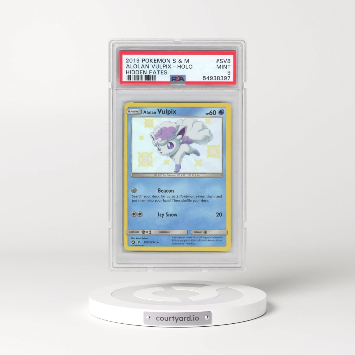 2019 Pokémon Sun & Moon Hidden Fates #SV8 Alolan Vulpix - Holo (PSA 9 MINT)