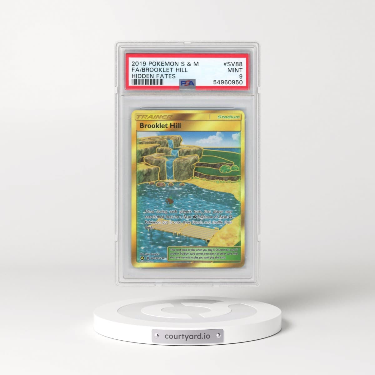 2019 Pokémon Sun & Moon Hidden Fates #SV88 Brooklet Hill - Full Art (PSA 9 MINT)