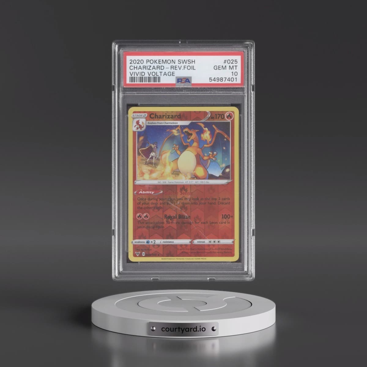 2020 Pokémon Sword & Shield Vivid Voltage #025 Charizard - Reverse Foil (PSA 10 GEM MINT)