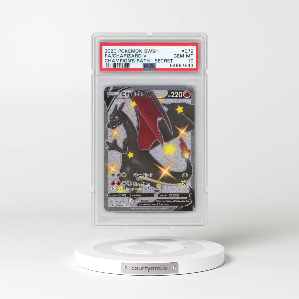 2020 Pokémon Sword & Shield Champion's Path #079 Charizard V - Holo Full Art Secret (PSA 10 GEM MINT)
