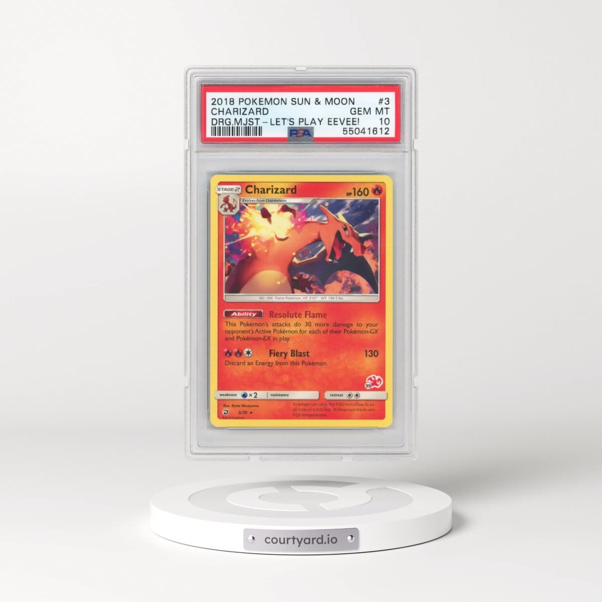 2018 Pokémon Sun & Moon Dragon Majesty #3 Charizard - Let's Play Eevee! (PSA 10 GEM MINT)