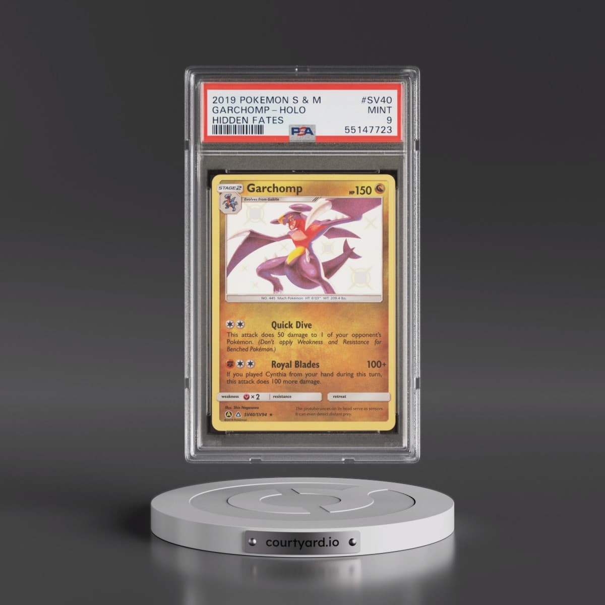 2019 Pokémon Sun & Moon Hidden Fates #SV40 Garchomp - Holo (PSA 9 MINT)