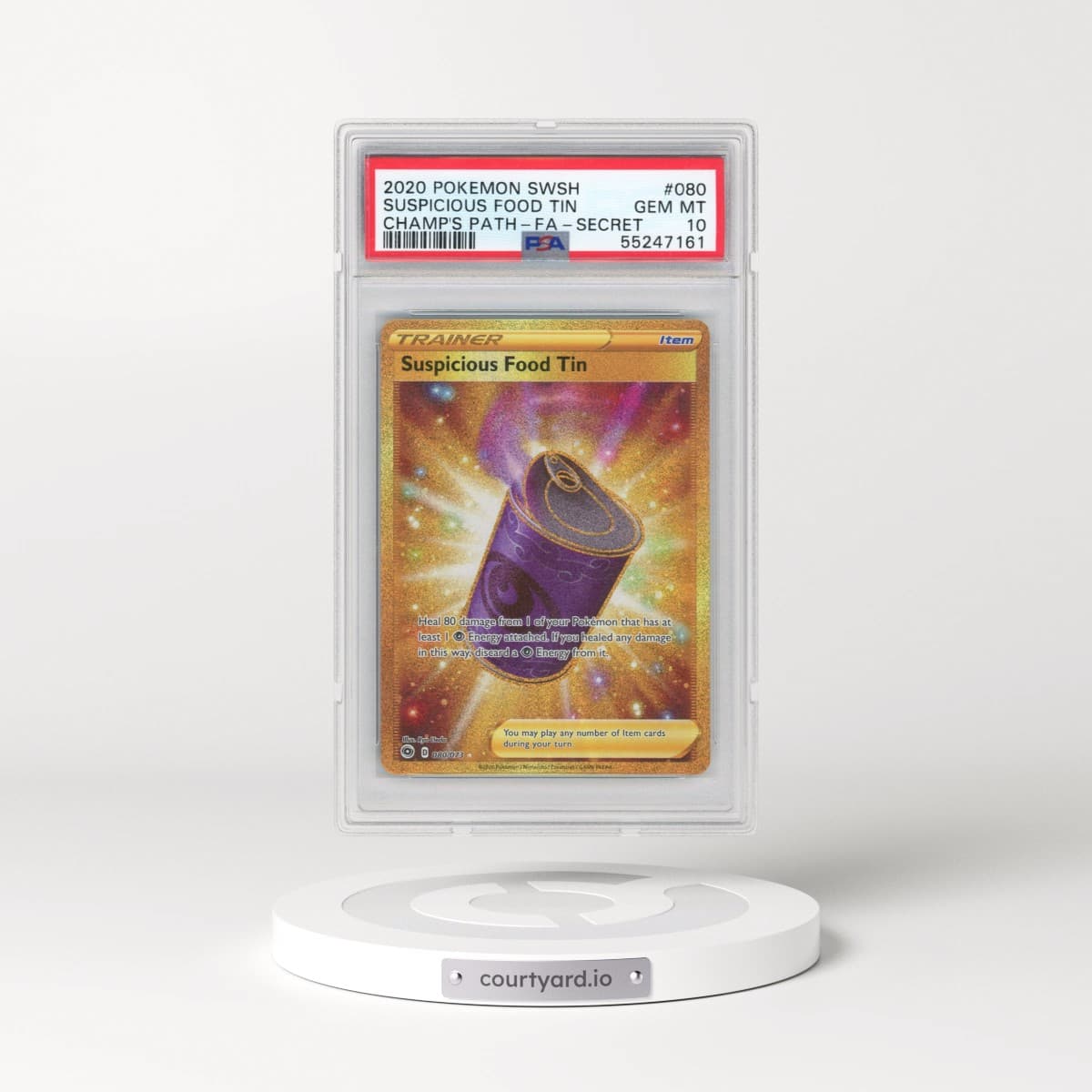 2020 Pokémon Sword & Shield Champion's Path #080 Suspicious Food Tin - Full Art Secret (PSA 10 GEM MINT)