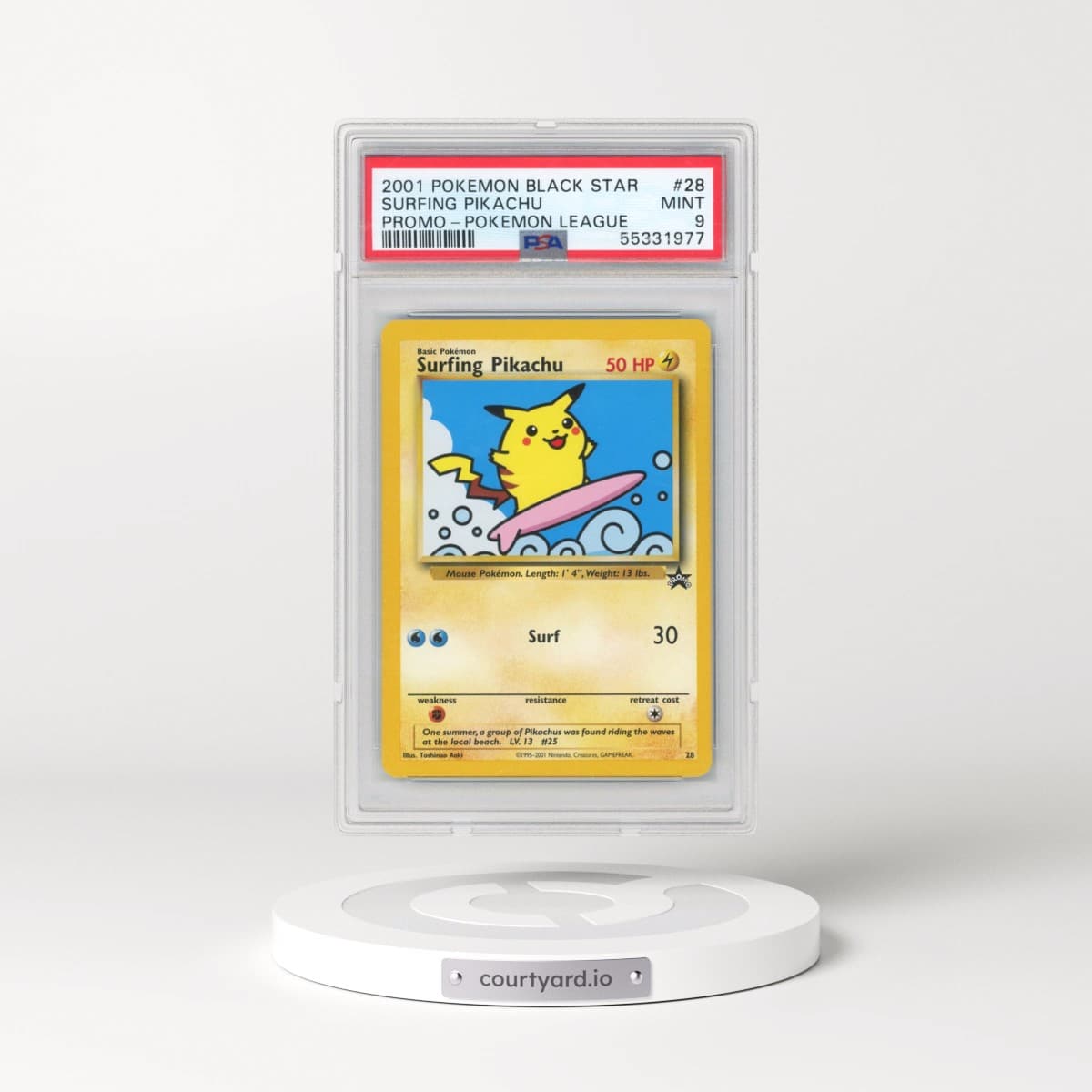 2001 Black Star Promo #28 Surfing Pikachu (PSA 9 MINT)
