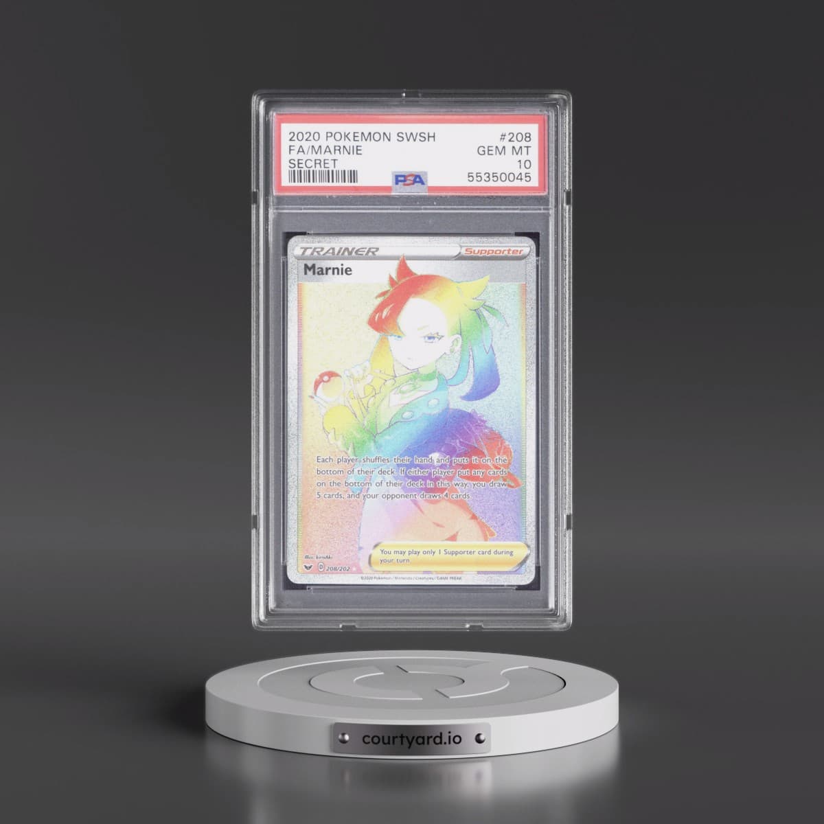 2020 Pokémon Sword & Shield #208 Marnie - Full Art Secret (PSA 10 GEM MINT)