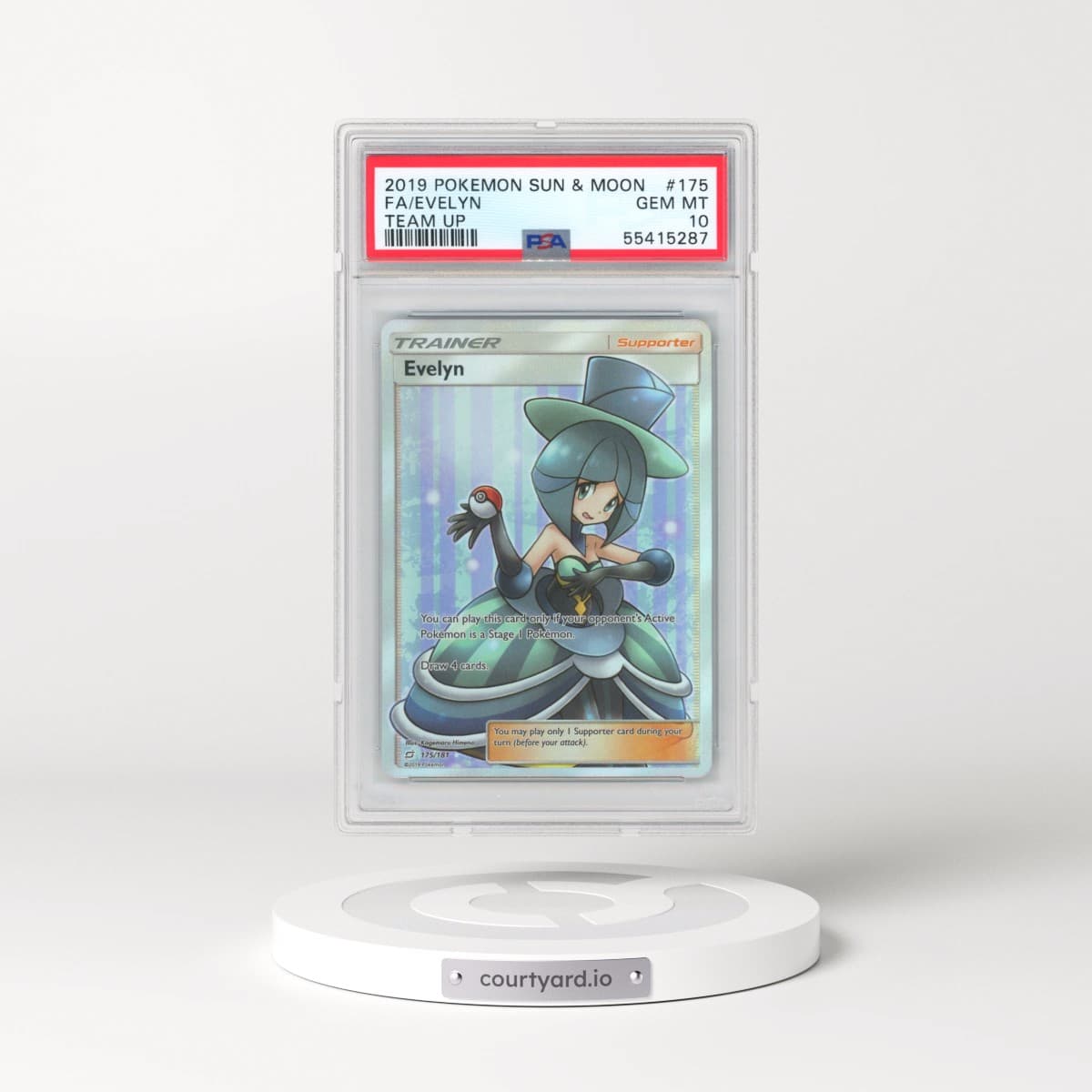 2019 Pokémon Sun & Moon Team Up #175 Evelyn - Full Art (PSA 10 GEM MINT)
