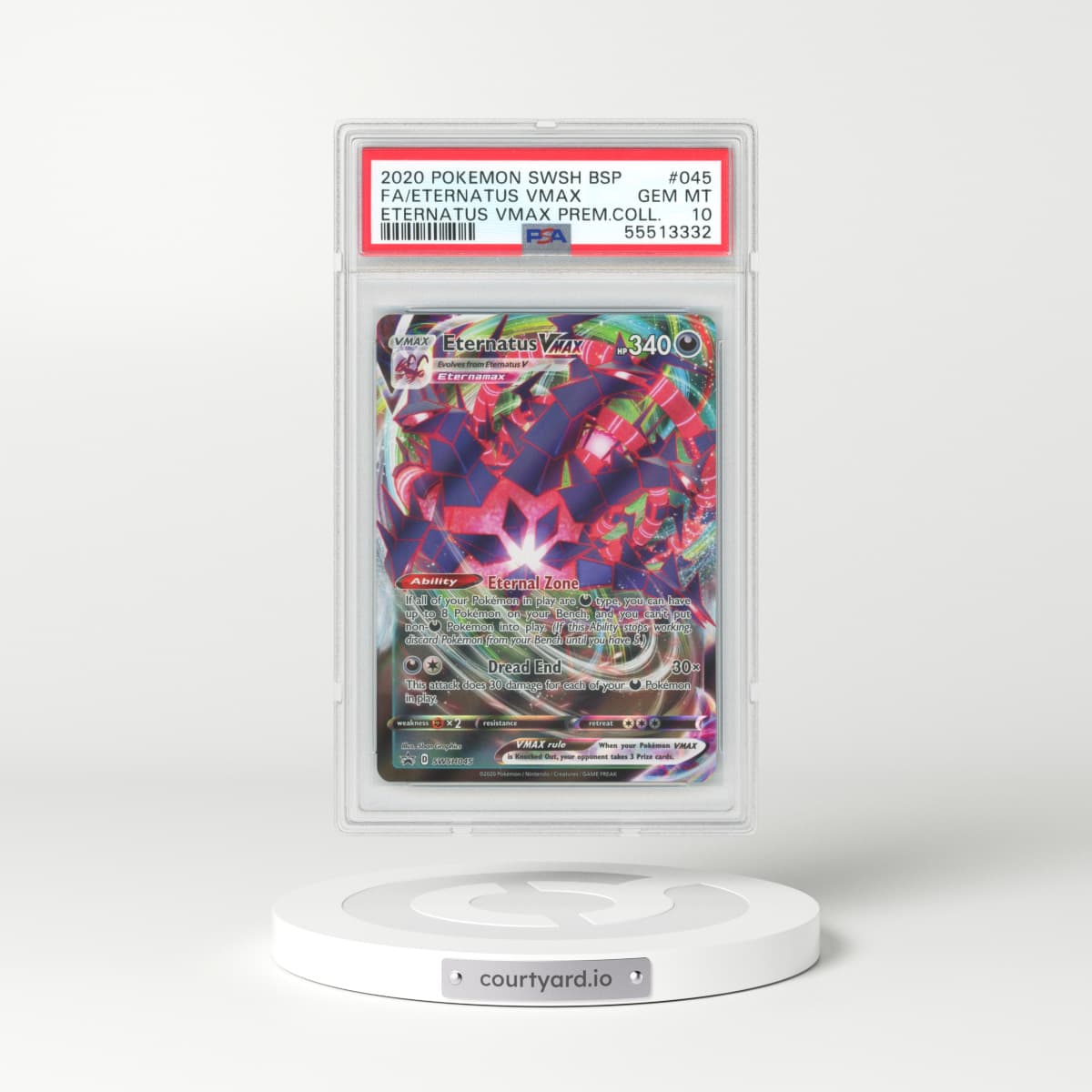 2020 Sword & Shield #45 Eternatus VMAX - Full Art Holo (PSA 10 GEM MINT)