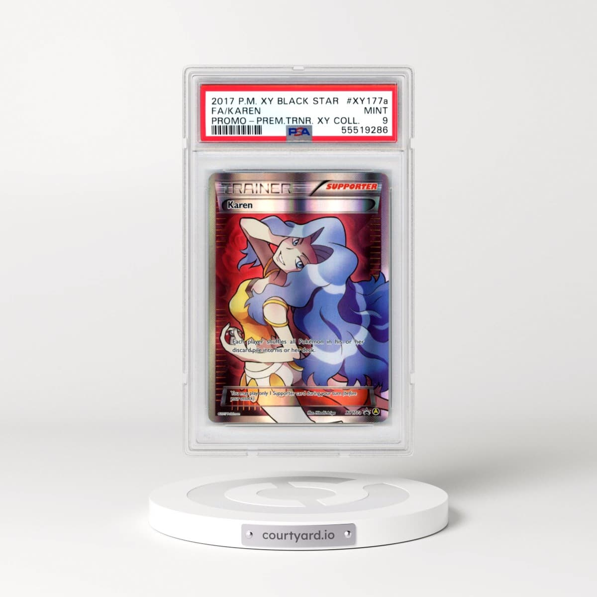2017 Pokémon XY Black Star Promo #XY177a Karen - Full Art Premium Trainer XY Collection (PSA 9 MINT)